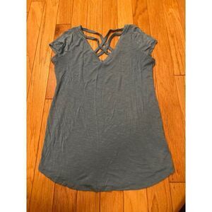 Jessica Simpson, women's maternity blue short sleeve dress shirt size medium